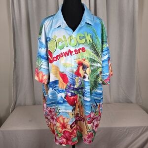Hardaddy XL Hawaiian Shirt “It’s 5 O’Clock Somewhere” Parrot Beach Print